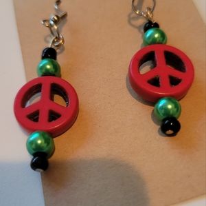 Red Peace Sign earrings